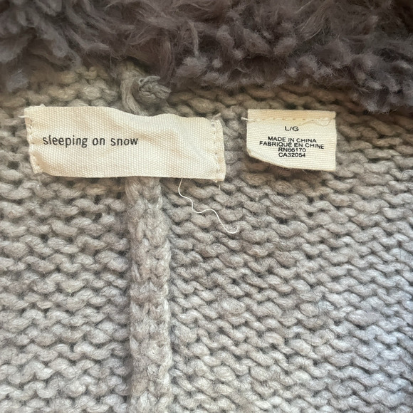 Sleeping On Snow Cardigan Women Large Gray Penny Lane Wool Yak Blend Cable Knit - Picture 5 of 11